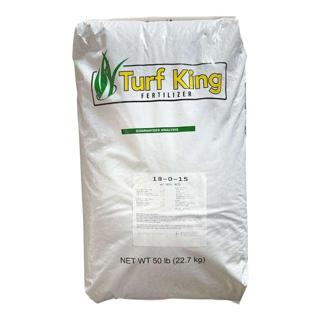 Turf King Fertilizers - Professional Grade , Multi-purpose Starter Fertilizer  18-0-15  40% XCU, BioSolids, MOP, 2% Mn& 20% Magnesil -  50 LB                  (Free Shipping )