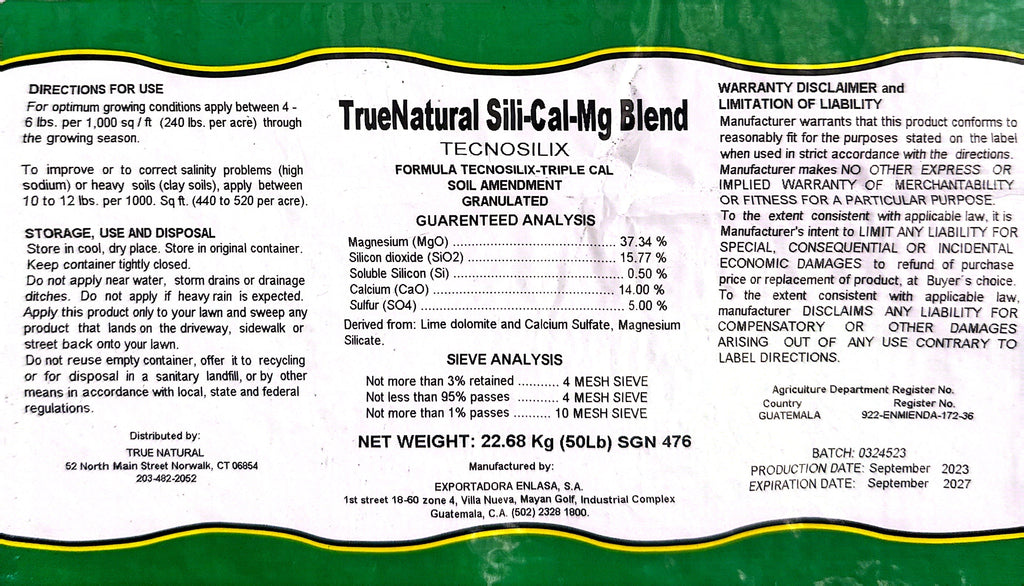 TrueNatural ADVANCE FERTILIZER and LIME Blend Sil-Cal-Mg    50 LB            (Free Shipping )