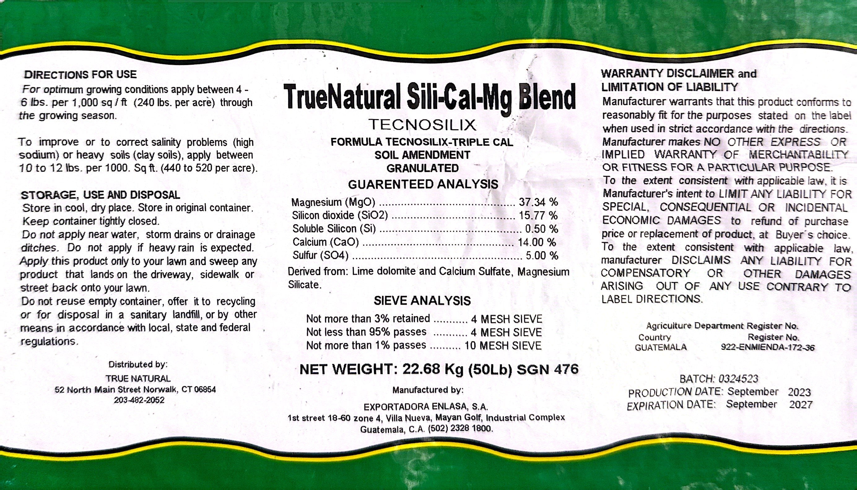 TrueNatural ADVANCE FERTILIZER and LIME Blend Sil-Cal-Mg    50 LB            (Free Shipping )