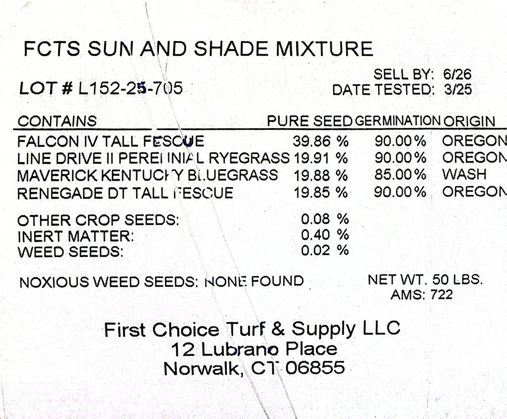 Sun and Shade Mix - Green Bag  Professional Grade  - 50 LB                ( Free Shipping )