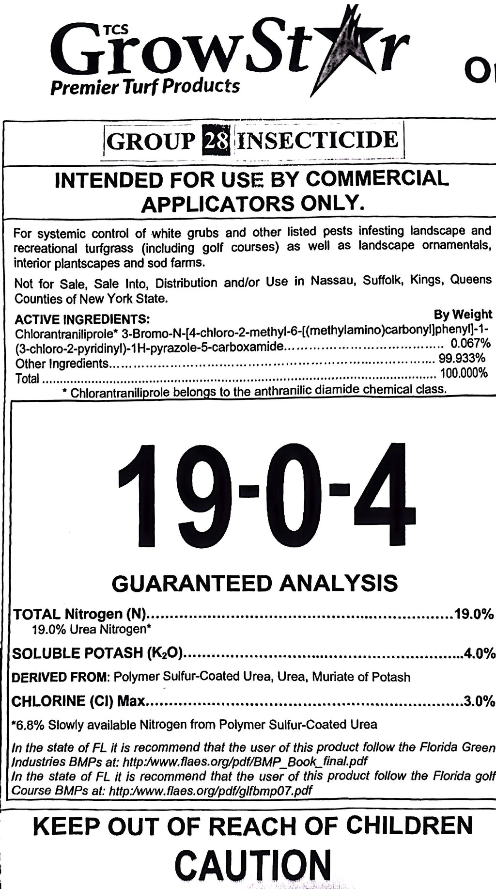 Acelepryn + Fertilizer (Granular Insecticide) Professional Grade 19-0-4   50 LB       (Free Shipping )