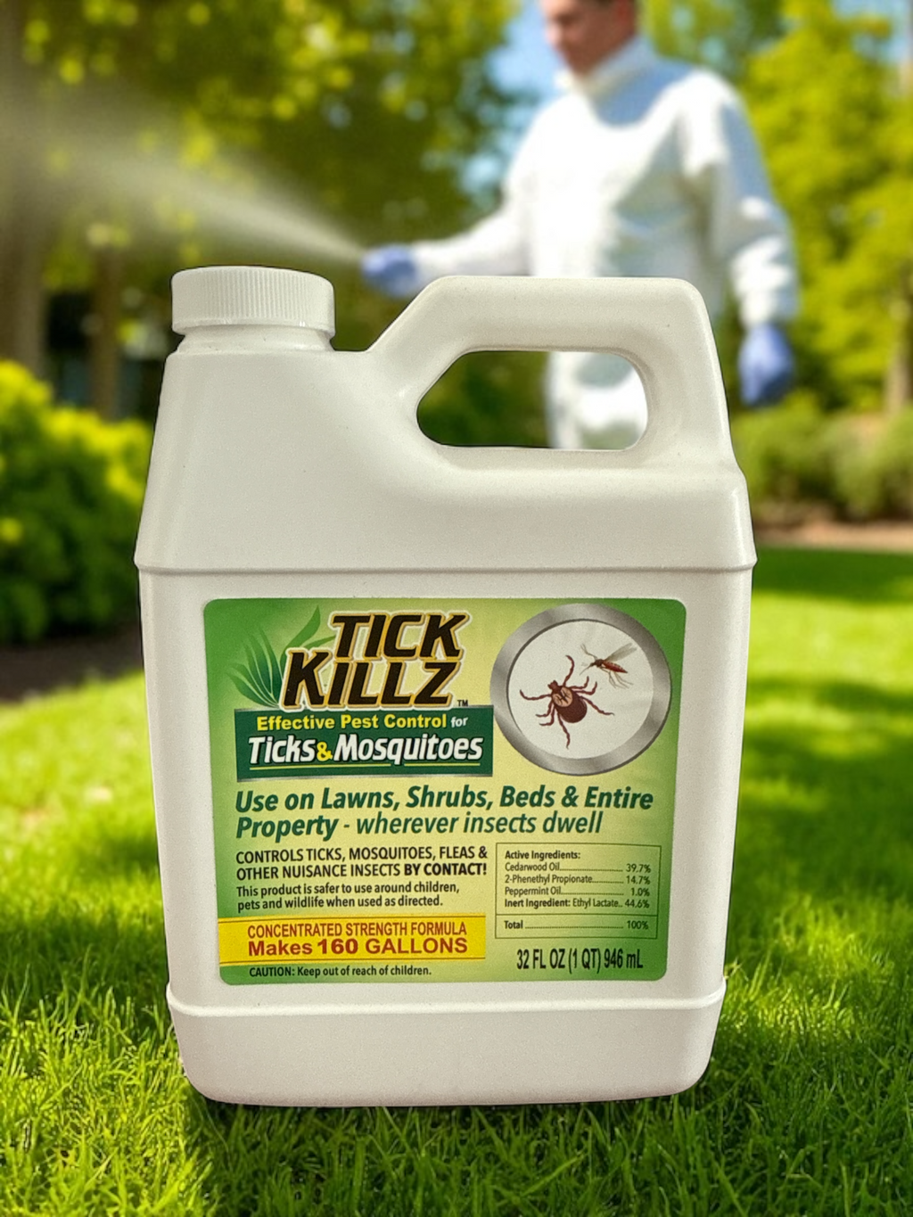 TICK KILLZ  Organic Pest Control for Ticks & Mosquitos  32 FL OZ.   MAKES  160 GALLONS   (Free Shipping)